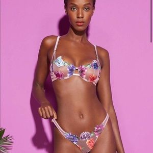 NWOT Fleur du Mal- MONET EMBROIDERED BALCONETTE and thong